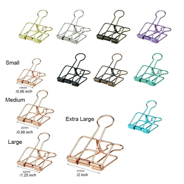 VONKY 20 Pieces Metal Paper Clip Electroplated Solid Color Replacement Home School Examination Papers Clips Accessories Purple 25mm