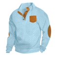 thumbnail image 1 of pstuiky camisetas de manga larga para hombre, Suéter de hombre con botones, color liso, cuello alto, mangas largas y cuadrados pequeños top de hombre xl, 1 of 5