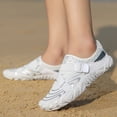 thumbnail image 2 of lnmuld Men Women Barefoot Shoes, Breathable Mesh Strap-On Shoes for Water Yoga Fitness Hiking Color:White,Size:8, 2 of 8