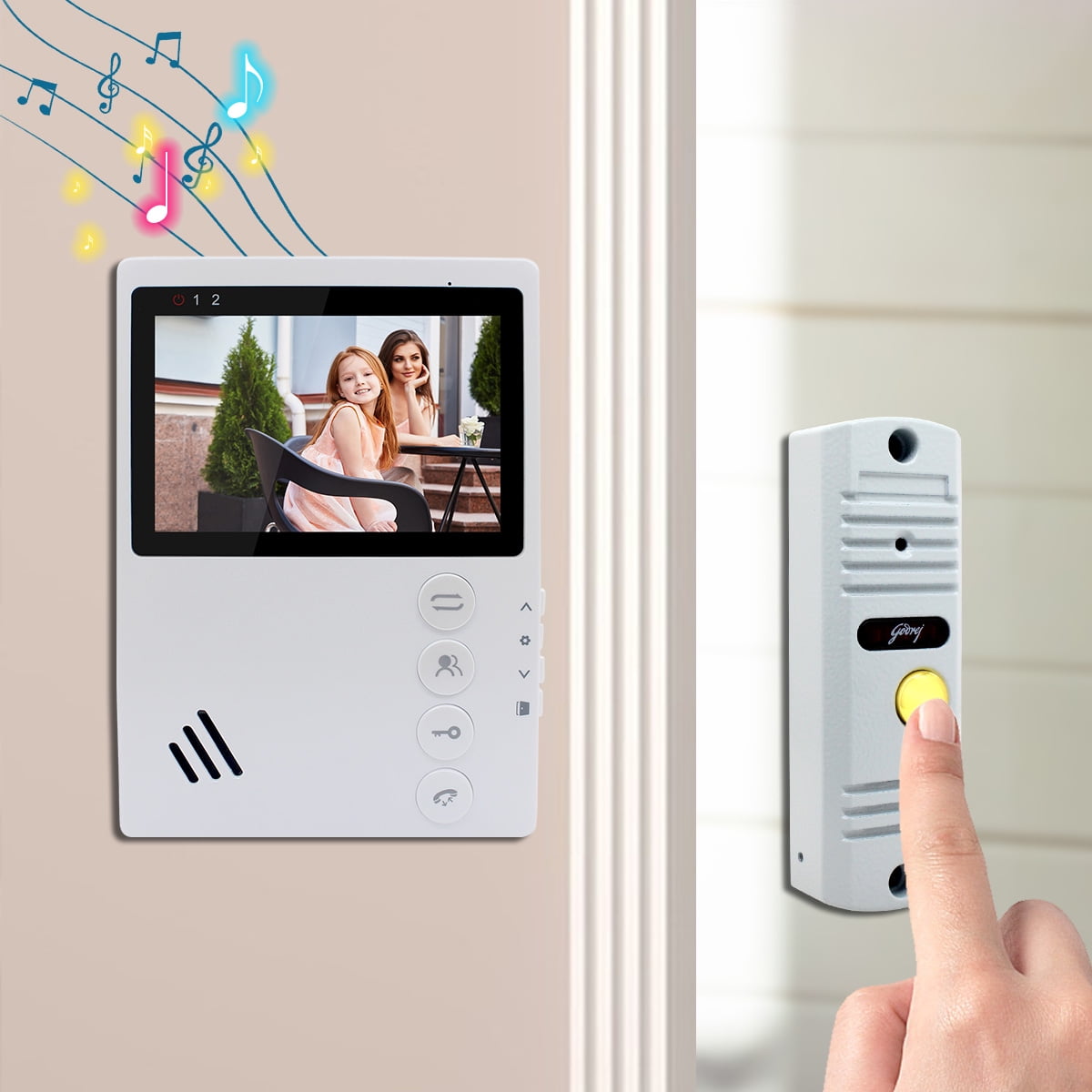 Wired Video Apartment Intercom Door Phone Doorbell System,Handsfree Waterproof Outdoor Doorbell Indoor Monitor One Key Unlock For Home Villa