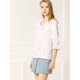 thumbnail image 4 of Blusa con Botones Allegra K Cuello de Solapa con Volantes Estampado de Corazón Manga del Codo Blanco L, 4 of 6
