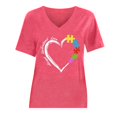 thumbnail image 4 of Women's Short Sleeve T-shirt Awareness Shirt For Women I Wear Blue Tshirt Mom T Shirt Puzzle Piece Short Sleeve Tops,Pink Women's Short sleeve T-shirt XXL, 4 of 4