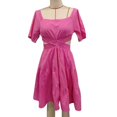 thumbnail image 1 of Vestido con dobladillo fruncido y volantes, vestido de mujer corto con campana y fruncido, vestido calado con cintura para mujer, vestido calado diseñado para el futuro, 1 of 3