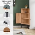 thumbnail image 5 of Yechen 39.7" Corner Storage Cabinet with Adjustable Shelf and Rattan Doors, Small Boho Corner Shelf Stand with Open Storage, Freestanding Cabinet for Bathroom, Living Room/Metal Legs/Light, 5 of 15