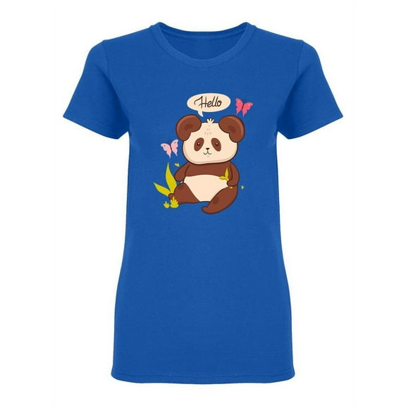 Hello Panda Design Shaped T-Shirt Women -Image by Shutterstock, Female Small