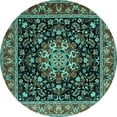 thumbnail image 1 of Ahgly Company Machine Washable Indoor Round Persian Turquoise Blue Traditional Area Rugs, 5' Round, 1 of 4