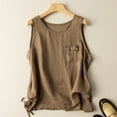 thumbnail image 4 of CYRBOKO Women's Summer Tank Tops, Loose Crew Neck Breathable Casual Sleeveless Tops Khaki Size M, 4 of 4