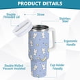 thumbnail image 2 of Yayeee 40oz Stainless Steel Tumbler with Straw and Handle Double-Wall Insulated Travel Water Bottle, Blue Cartoon Rabbit Pattern, 2 of 8