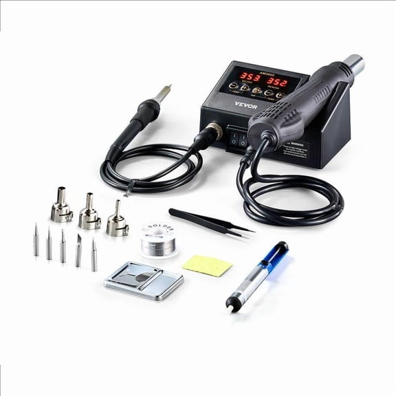 VEVOR 2-in-1 Hot Air Rework & Soldering Station 750W with Adjustable Temp LED Digital