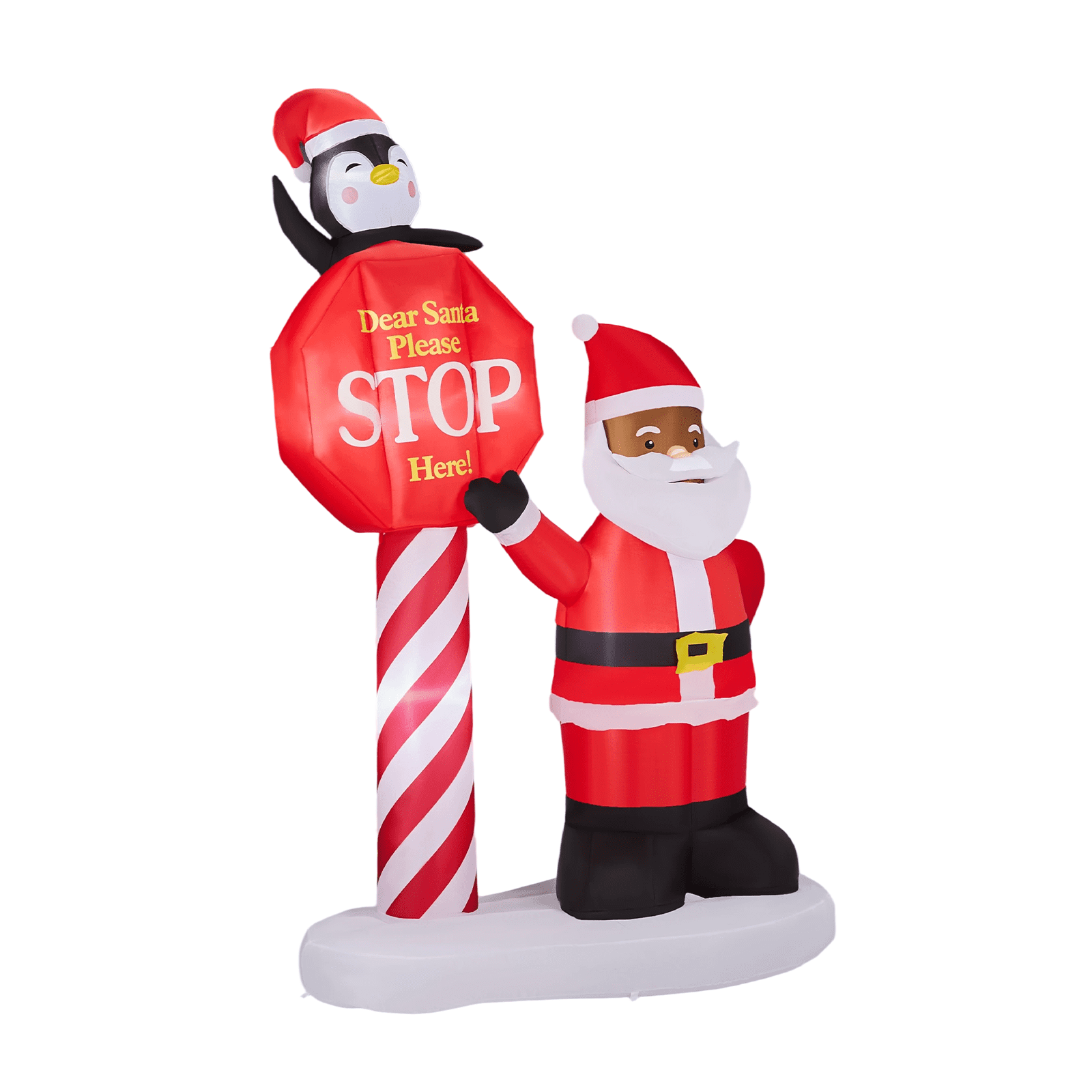 Astoutdoor Christmas Inflatable Decoration, Black Santa & Road Sign, 59.1 x 29.5 x 96.5 in, Built-in LED Lights, Blow Up Yard Decor