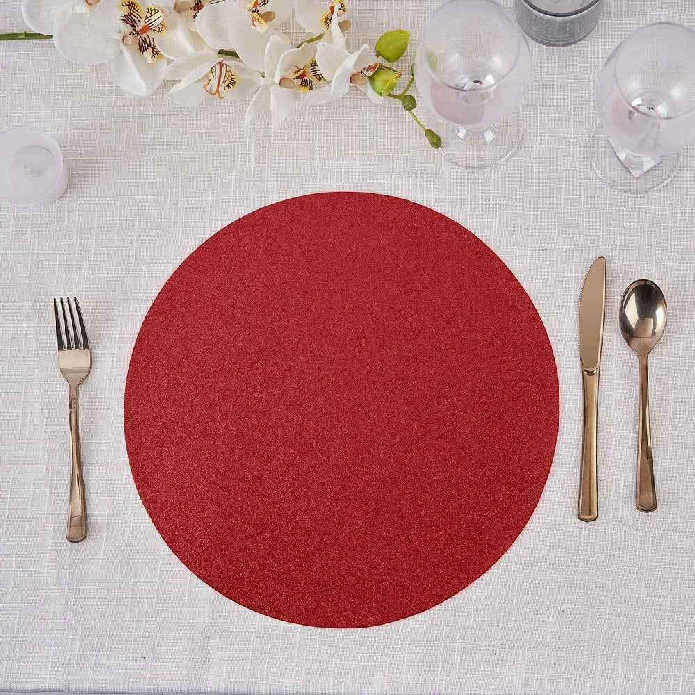 Efavormart 6 Pack NonSlip Table Placemats, Round Faux Leather