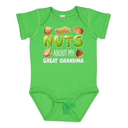

Inktastic Nuts About My Great Grandma Peanut Almond Pistachio Gift Baby Boy or Baby Girl Bodysuit