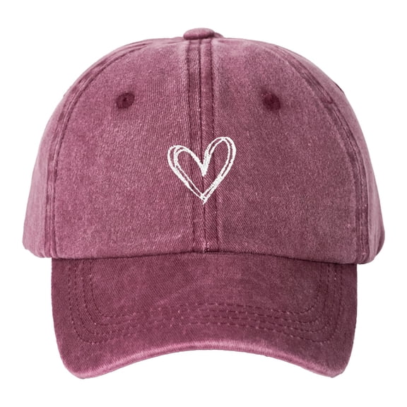 Bibifish Womens Vintage Baseball Cap White Line Heart Print Cap Adjustable Strap Casual Daily Outdoor Retro Style Sun Protection Baseball Cap