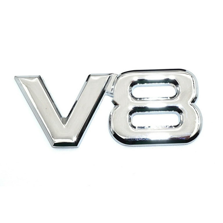 1x Chrome Silver Metal V8 Emblem Car Engine Logo V-8 Turbo Racing Badge Sticker, Size: 7.5