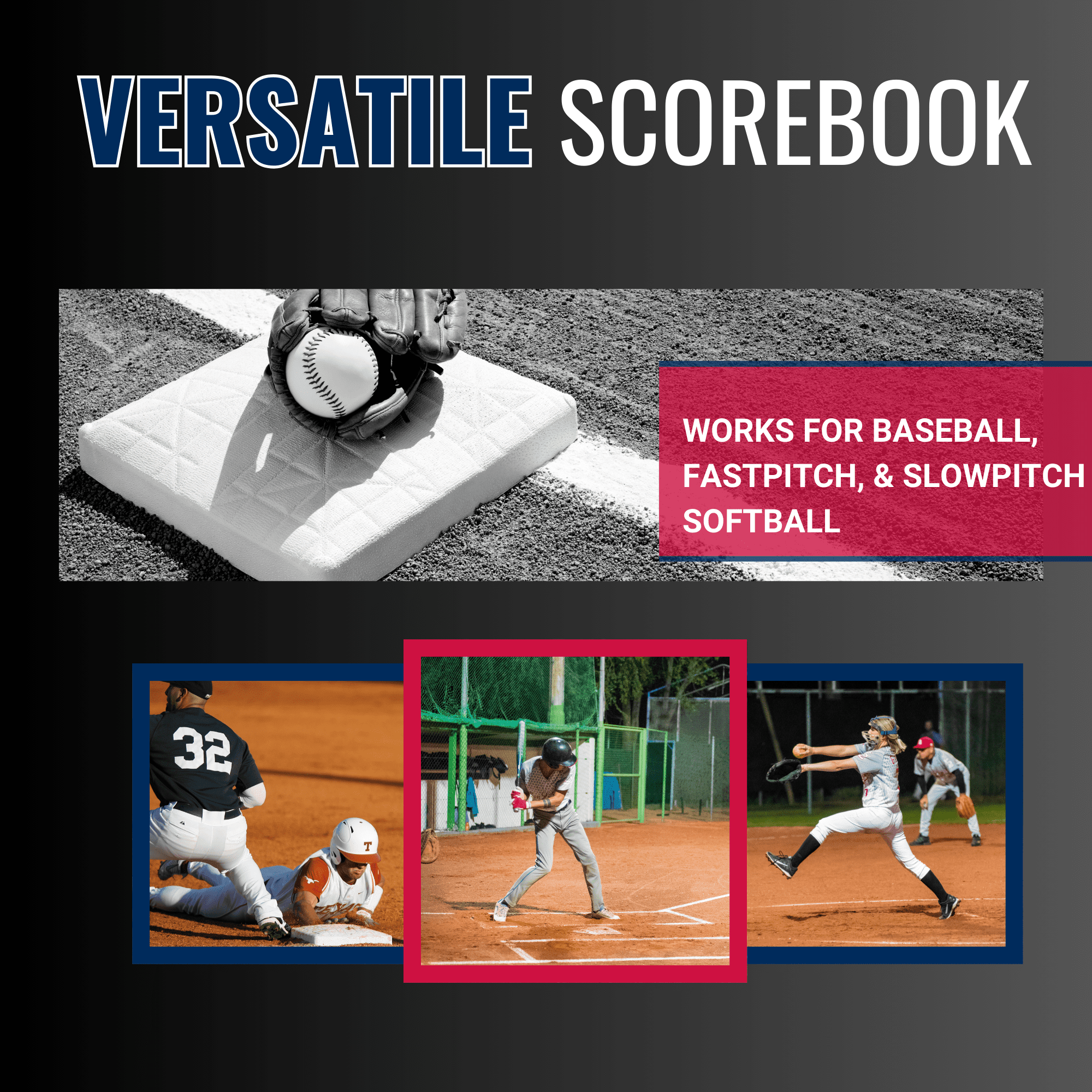 Covey Sports Oversized Baseball Scorebook & Softball Scorebook, 50-Game