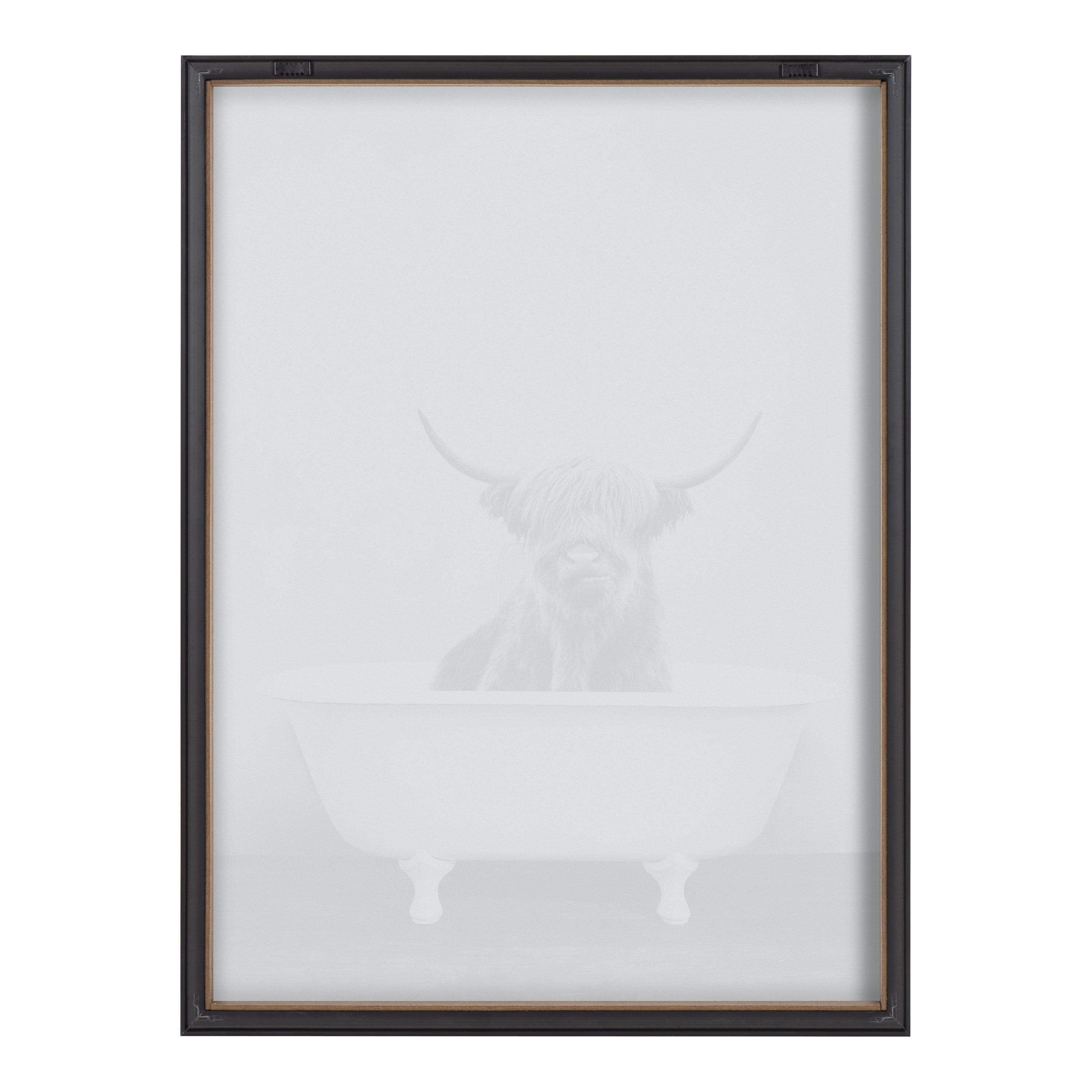 Blake Highland Cow in the Tub BW 18 in x 24 in Framed Photography Art Prints, by Kate and Laurel