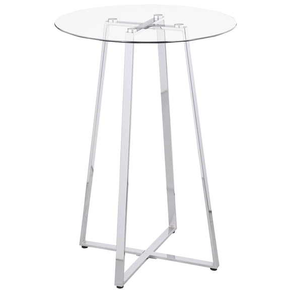 Zanella Round 30-inch Glass Top Bistro Bar Table Chrome
