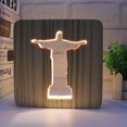 thumbnail image 2 of Lámpara de mesa LED tallada hueca de madera maciza con diseño de regalo empresarial con luz nocturna 3D creativa, 2 of 5