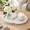 White, variant on White Marble Decorative Tray Set of 2, Interlocking Half Moon Catchall Trays for Vanity and Counter