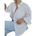 thumbnail image 3 of Womens Shirts Button Down Stripe Long Sleeve Blouse Fashion Casual Tops 2025 White S, 3 of 7