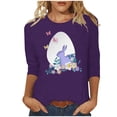 thumbnail image 2 of EGNMCR Easter T-Shirts Imprimés pour Femmes T-Shirts Graphiques T-Shirts pour Femmes Mode Femme Décontracté Noël Imprimé Col Rond Blouse Imprimée T-Shirt Manches 3/4 Blouses Femmes T-Shirts, 2 of 4