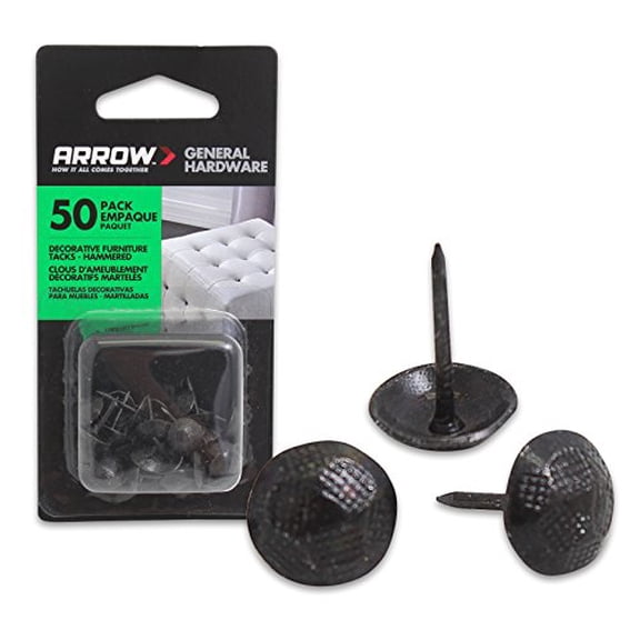 ARROW Upholstery Nails/Tacks 7/16"- 50 Pcs - Hammered (Black).