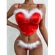 thumbnail image 4 of Gibobby Lencería sexy para mujer Rojo Festival Lencería Sexy Navidad Hollow Camisón Tanga Conjunto de ropa interior Mujeres Íntimos (Rojo, M), 4 of 5