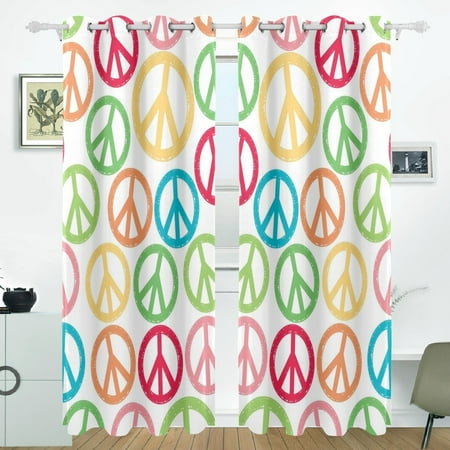 - POPCreation Peace Sign Patterns Window Curtain Blackout Curtains Darkening Thermal Blind Curtain for Bedroom Living Room,2 Panel (52Wx84L Inches)