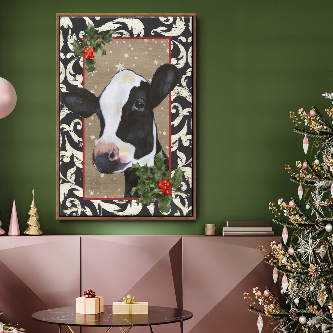 County Christmas Farm I - Framed Gallery Wrapped Holiday Canvas - 17 x 25 - Rosewood Frame