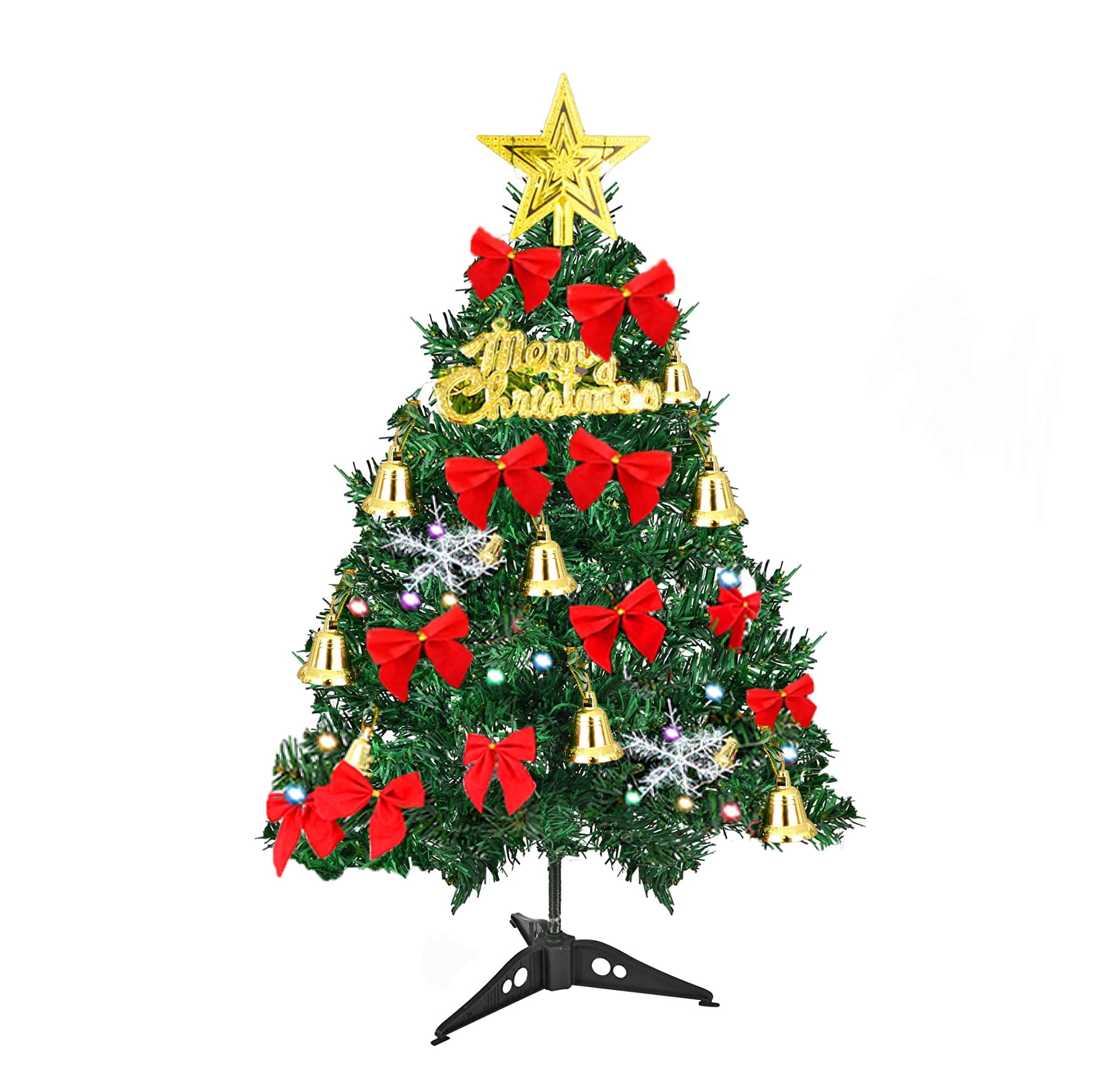 SUGIFT 24in Tabletop Christmas Tree with LED Multi-Color Lights, Mini  Pre-Lit Artificial Trees for Christmas Decoration 