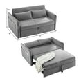 thumbnail image 3 of 55" Convertible Sleeper Sofa Bed,3 in 1 Convertible Sleeper Loveseat with USB Ports,Modern Velvet Pull Out Sofa Bed with 2 Pillows and Rivet Design for Living Room Furniture,Gray, 3 of 6