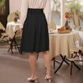 thumbnail image 5 of Belle Poque Women Vintage Skirt with Belt Elastic High Waist Flared A-Line Skirt Midi Skirt, 5 of 8