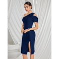 thumbnail image 4 of One Shoulder Split Tight Bandage Dress Party Dresses, 4 of 10