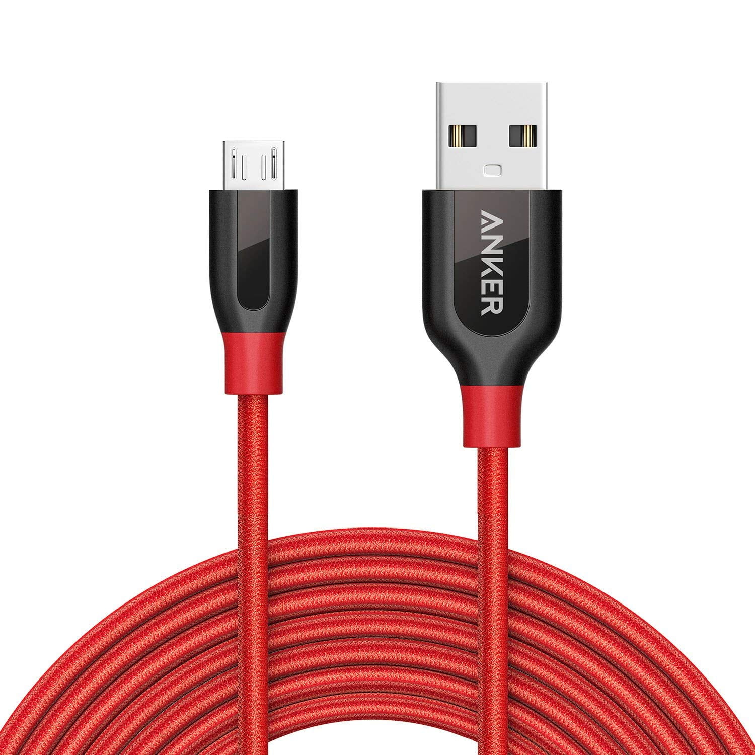 Anker Powerline+ Micro USB Premium Cable, Double Braided Nylon, Red