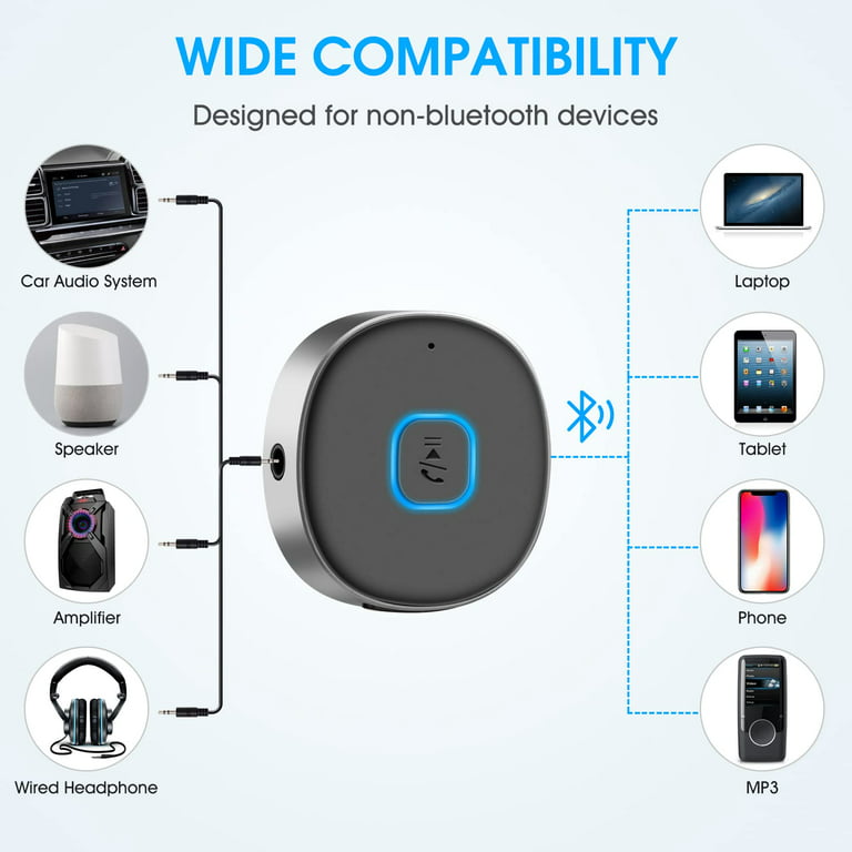 COMSOON Bluetooth Receiver for Car, Noise Cancelling 3.5mm AUX Bluetooth  Car Adapter, Wireless Audio Receiver for Home Stereo/Wired Headphones