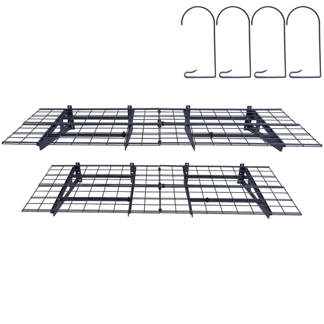 KFFKFF Étagères de Garage Murales, Ensemble Double, Dimensions 4 x 2 Pi, Conception Robuste avec une Capacité de Charge Combinée de 500 Lb, Solution de Rangement Flottante Idéale pour Ateliers, Remises et Garages