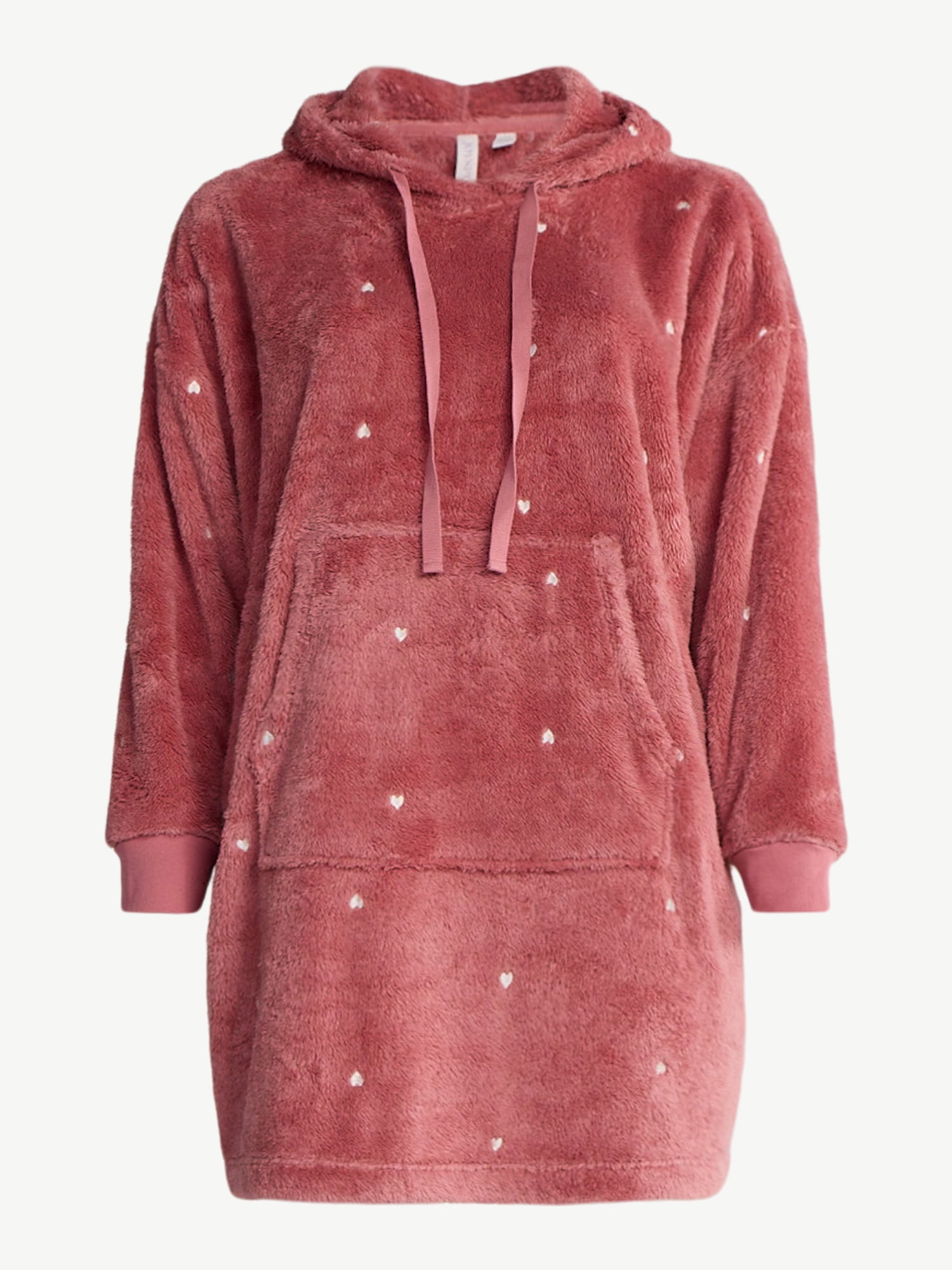 Joyspun Women's Oversized Hooded Plush Lounger, Size XS-3X
