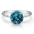 thumbnail image 3 of Gem Stone King 14K White Gold London Blue Topaz Solitaire Engagement Ring for Women | 2.50 Cttw | Round 8MM | Gemstone November Birthstone | Size 5, 3 of 6