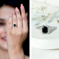 thumbnail image 3 of Rosec Jewels Lab Grown Black Diamond Emerald Cut Engagement Ring with Halo - 6X8mm - AAAA Grade - Black and White Diamond Ring, 10K White Gold, US 7.50, 3 of 7