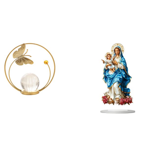 Estatua de bola de cristal,Estatuas de bolas de cristal para decoración del hogar,escritorio interior,Escultura de bola de cristal Figura de hierro Decoración,Letrero de mesa,Decoración de