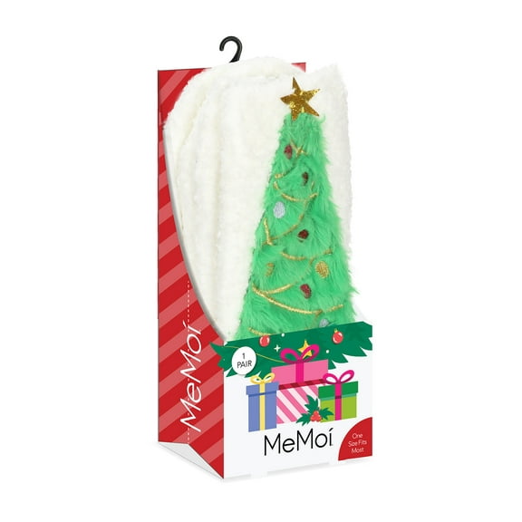 MeMoi Women's Christmas Tree Embellished Plush Crew Socks - Mens - Male