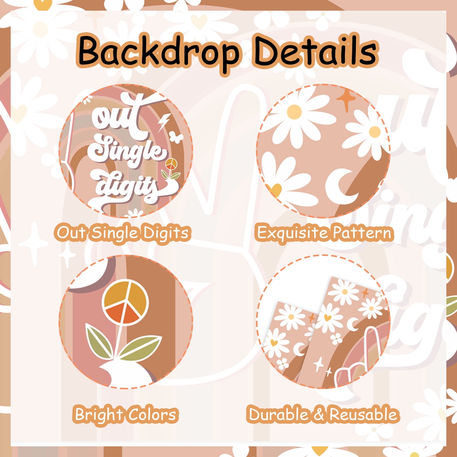 Boho „Peace Out Single Digits“ Deko Zum 10. Geburtstag – Banner & Backdrop