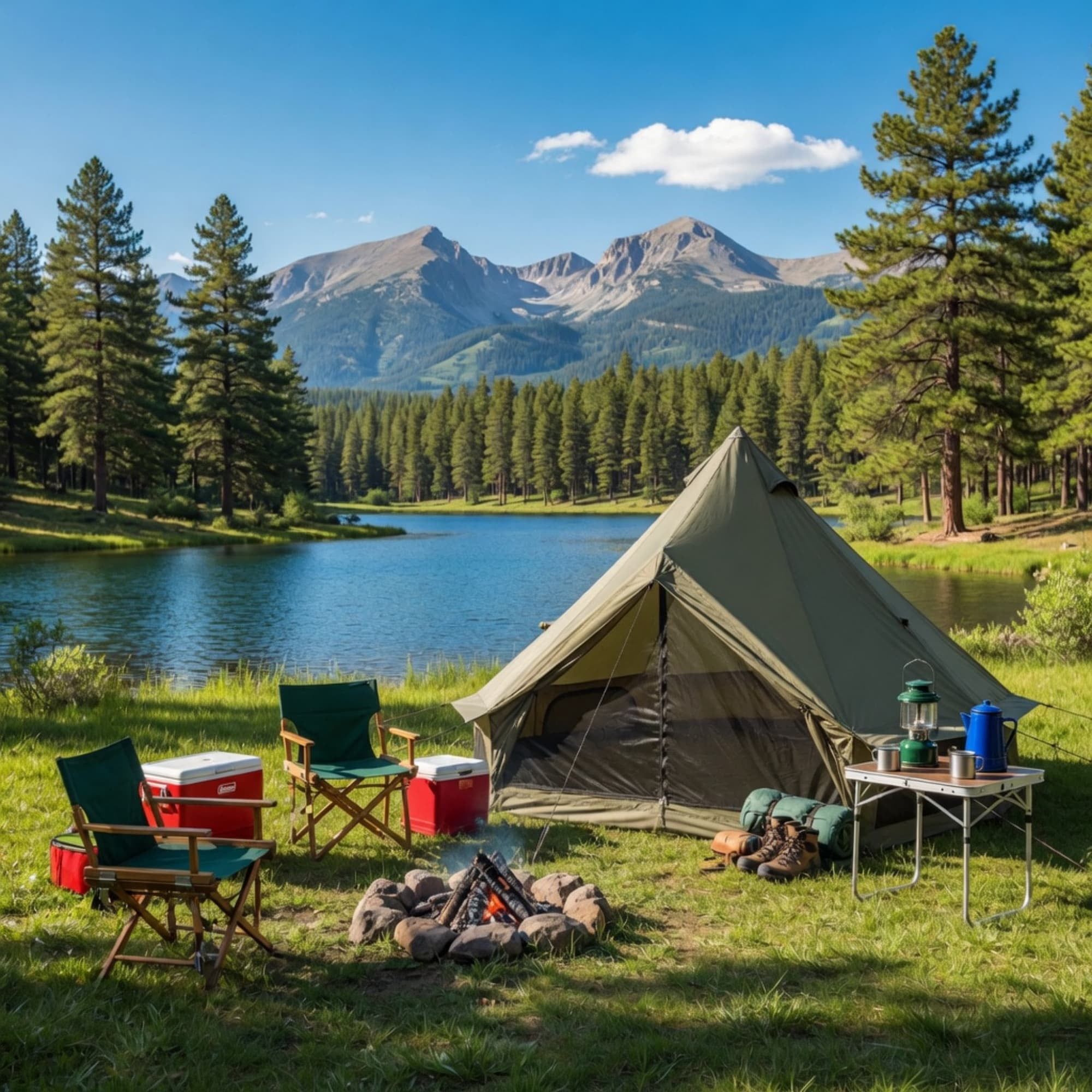 16.4FT 4 Season Bell Tent, Waterproof Glamping Yurt with Stove Jack, Fits 10 People for Family Camping & Outdoor Parties, Green