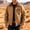 Coffee, variant on Men's Detroit Jacket Solid Color Lapel Collar Zipper Pocket Outdoor Workwear Long Sleeve Polyester Loose Fit for Winter Casual Daily Commute Mens Fashion