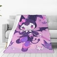 thumbnail image 2 of Kuromi Cartoon Printing Throw Blanket, All Seasons Flannel Fleece Blanket, Soft & Warm Plush Blankets for Couch Sofa Bed Camping Travel, 40"x30", 2 of 9