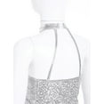 thumbnail image 6 of Yeahdor Kids Girls Jazz Dance Costume Sparkly Dance Crop Top Shiny Sequins Tank Top Vest Silver 14, 6 of 7