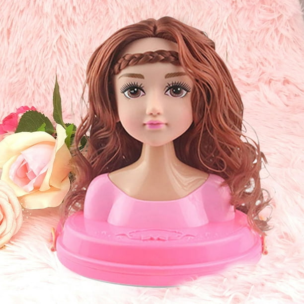 Barbie Doll Head pour les jouets de coiffure, Kit de jouets de salon de  coiffure et jouets de maquillage pour petites filles, poupée de tête de  coiffage avec sèche-cheveux, miroir, brosse cosmétique