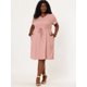 thumbnail image 2 of Women's Plus Size Dress V Neck Short SleeveLine Chambray Denim Dresses Pink 4X, 2 of 6
