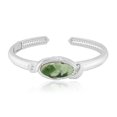 thumbnail image 2 of Gemistry “GG Collection” Women Sterling Silver Oval Chrome Chalcedony and White Natural Zircon Cuff Bangle, 2 of 5