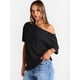 thumbnail image 3 of Camiseta Trendy Queen negra oversize con hombros descubiertos 2XL, 3 of 5